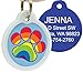 GoTags Unique Pet Tags, Personalized with 4 Lines of Custom Engraved ID, Silent Dog Tags with Glow in The Dark Silencer to Quiet Tag, Several Cute Tag Designs for Cat or Dog, (Rainbow Paw)