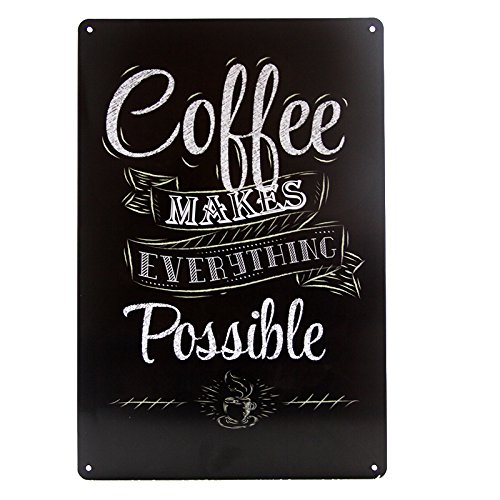 dingleiever DL-Coffee Makes Everything Possible Home Decorative Tin Wall Plaque
