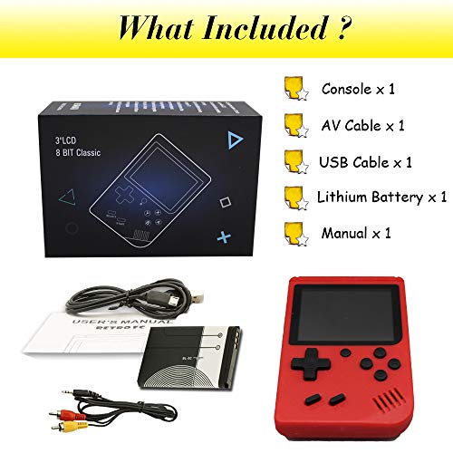 Handheld Game Console,3.0 Inch Portable Retro FC Game Console, 400 Classic Games Video Game Console Support TV,1 USB Charge Handy Game Player For Kids Adults Entertainment ,Kids Birthday Presents,RED
