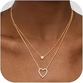 MEVECCO Layered Heart Necklace for Women 18k Gold Plated Dainty Charm Choker Chain Layering Necklace Stack Personalized Jewelry Set Gift