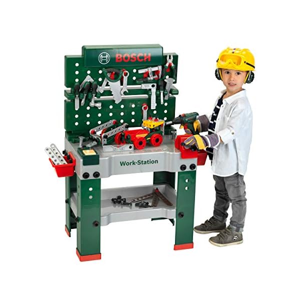Theo Klein 8485 Bosch Werkbank Nr. 1 | 150-teilig | Inkl. Werkzeuge Und Zubehör | Akkuschrauber Mit Licht & Sound | Spielzeug Für Kinder Ab 3 Jahren, 62 X 42 X 100 – Bild 3