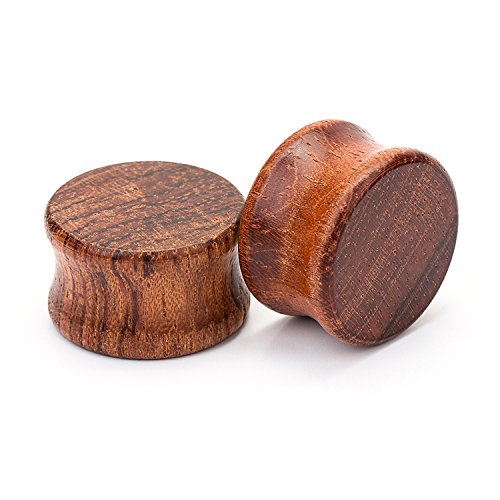 CABBE KALLO 2Pair Natural Wood Ear Tunnels and Plugs Vintage Brown Wooden Ear Stretcher Gauges (Gauge=6mm(2g))