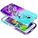 Galaxy S5 Case with Tempered Glass Screen Protector for Girls Women Kids, NageBee Glitter Liquid Sparkle Bling Floating Waterfall Shockproof Durable Cute Case for Samsung Galaxy S5 -Aqua/Purple