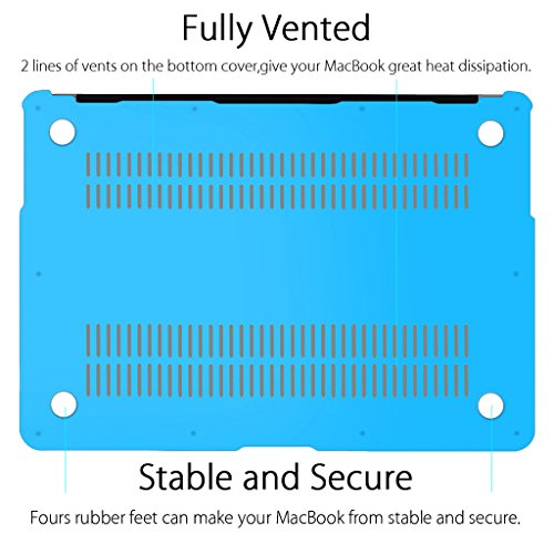 UESWILL Smooth Soft-Touch Matte Frosted Hard Shell Case Cover for MacBook Air 13" (Model: A1466/A1369) + Microfibre Cleaning Cloth, Aqua Blue