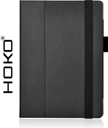 HOKO PU Leather Flip Cover for Microsoft Surface Pro 4/5 with Elastic Hand Strap and Card Holder and Magnetic Closure (Black)