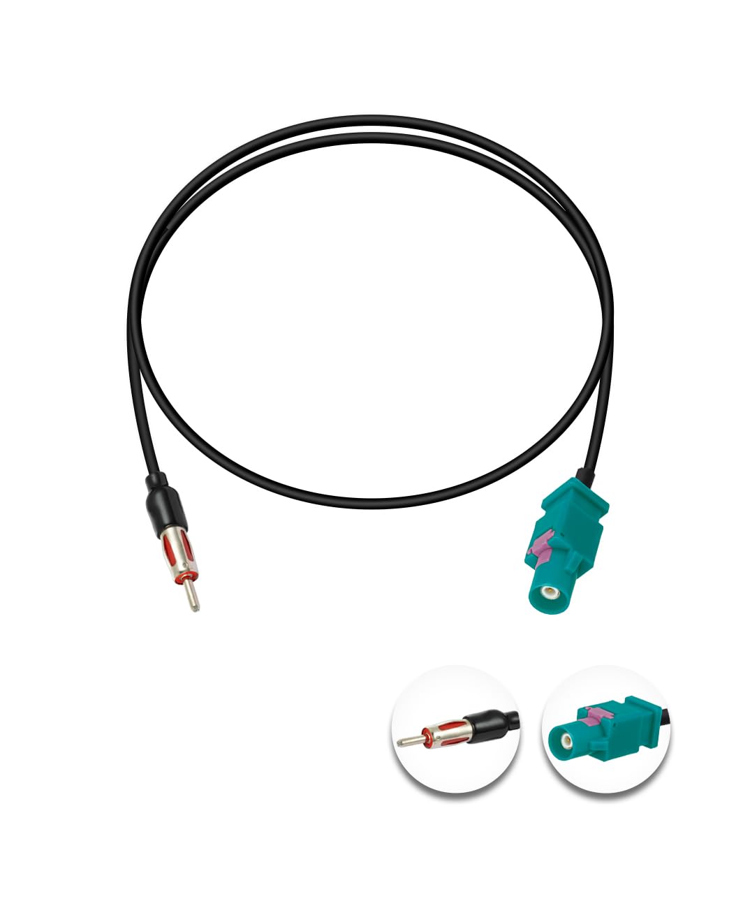 Vecys Fakra Z Male to DIN Male Adapter Cable 20inch 50CM Fakra DIN Plug Pigtail Fakra Cable RG174 for FM/AM Radio Antenna