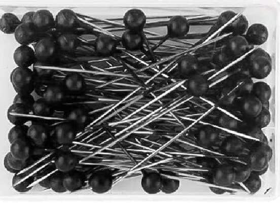 100Pcs Black Sewing Pins Size 1.5 Inch Or 4cm Colourful Glass Ball Head Straight Quilting Art Craft and Projects (Black),for Dressmaker Jewellery DIY Decoration, One Size, (MS- MIX PINS)