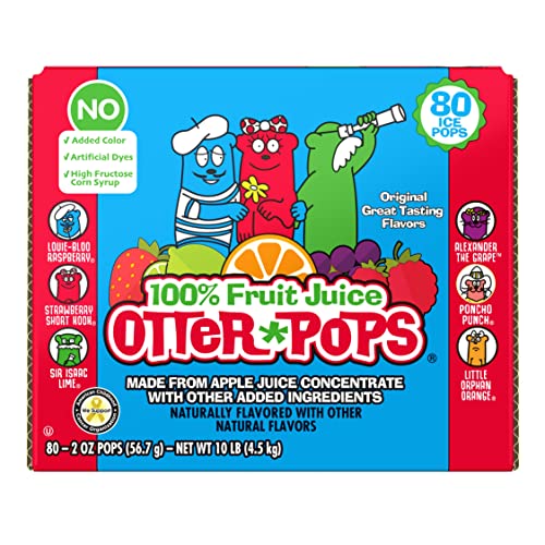 Otter Pops Freezer Ice Bars, 100 Fruit Juice Ice Pops, Original