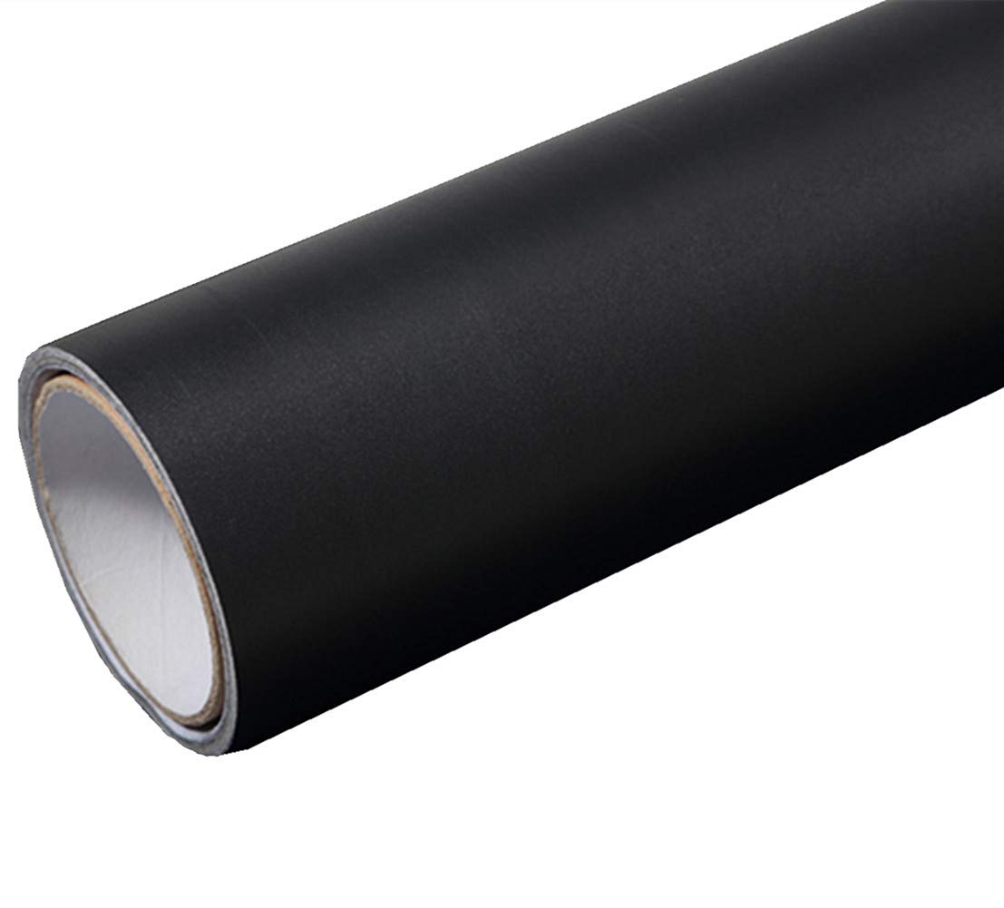 WDragon Solid Color Matte textured Vinyl Adhesive Paper Peel Stick Wallpaper Cabinet Drawer Dresser Shelf Liners Decal,40cm by 250cm (Black)