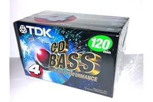TDK CD Heavy Bass Performance 120 Minutes Audio Cassette Tapes - 4 Pack