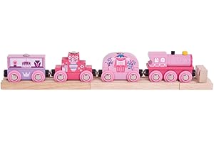 BIGJIGS TOYS Bigjigs Rail, Princess Train, Wooden Toys, Girls Train Set, Princess Toys, Gifts for 3 4 5 Year Old Girls, Train Set, Pink Train, Toddler Toys