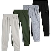 DKNY Boys Sweatpants - 4 Pack Active Performance Soft Fleece Boys Joggers Athletic Pants with Elastic Waistband and Pockets