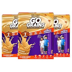 Manna Go Grains Malt | 600g (200g x 3 Packs) | Health and Nutrition Multigrain Malted Drink for Growth & Immunity. High…