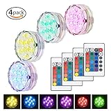 Submersible LED Lights Underwater Vase Base Light Waterproof Remote Controlled Pond Lamps Battery Powered Multi Color Decorative Lighting for Hot Tub Swimming Pool Fountain Fish Tank Garden Decoration