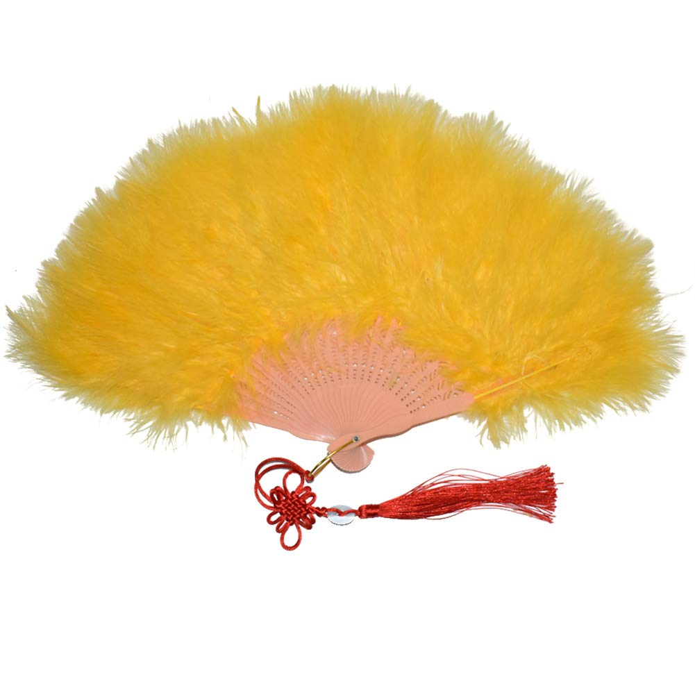 KOLIGHT Large Fluff Feathers Fans DIY Bridal Bouquet Dance Costume Decoration (Gold Yellow)