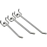 Relivox 36 Pack Pegboard Hooks, Assorted 4, 6, and 8 Inch Pegs for Pegboard | Fits 1/8" Metal Pegboard, Double-Prong Stabilizing Design for Garage and Workshop Organization (Silver)