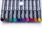 Fineliner Pens by Precision Color Products | For your Desk, Planner, Art, Sketching, Notebook, Journal and Kid School | 10 Marker Set .38 Tip Yellow Orange Red Pink Purple Blue Teal Green Brown Black