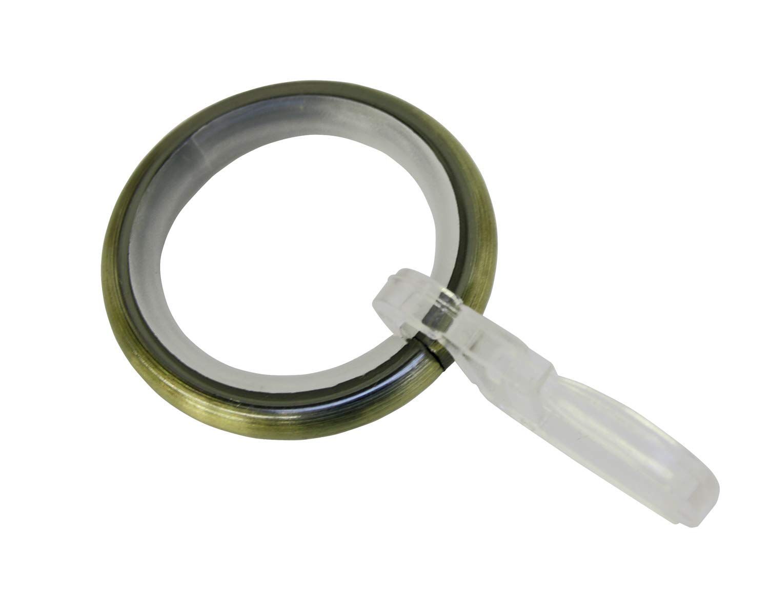 Gardinia Curtain Rings with Sliding Insert and Folding Hooks Metal for Diameter 16 mm Antique Brass Pack of 10