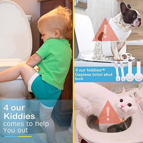 Baby Toilet Lock Proof, No Tools Needed Easy Installation with Adhesive Design for The Toilet Seat Lid, 2pcs Toddlers Toilet Locks with 2pcs Straps