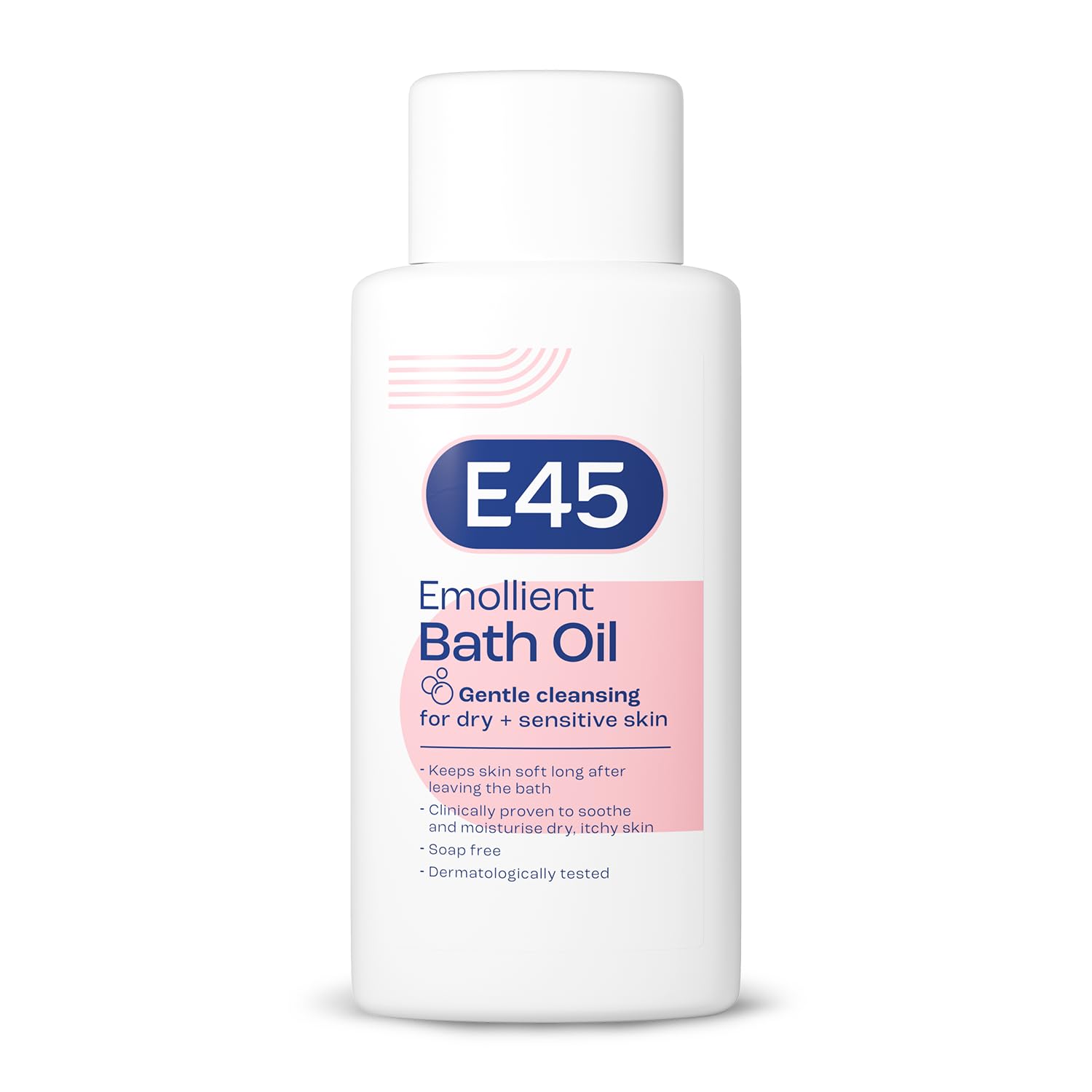 E45 Bath Oil 500 ml – E45 Bath Oil Emollient to Moisturise & Hydrate Dry Skin – Gently Cleanses for Soft Skin – Soap Free & Perfume Free Emollient Bath & Shower Oil Body Wash - Dermatologically Tested