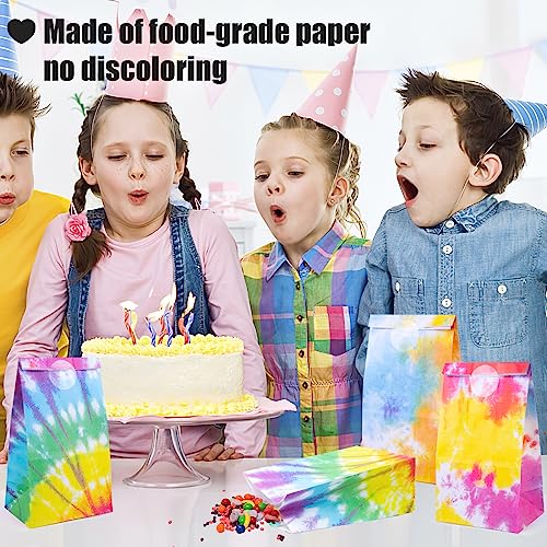 JOHOUSE 54PCS Tie Dye Paper Bags, Party Gift Bags Camouflage Treat Bags Goody Bags Tie Dye Party Accessories for Party Favors Kids Birthday Party