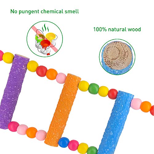 Bird Ladder Parrot Toys, Rough Surface Perch Grinding Nail Cage Accessories Toys for Parakeet Cockatiel Small and Medium Bird