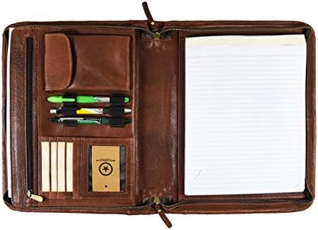 Leather Portfolio | Zipper Binder Planner 2018-2019 | Tablet Holder Hickory Brown by Aaron Leather