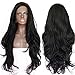 Fyonas Hair Long Wavy Lace Front Wigs for Women Natural Looking Wave Guleless Wig Half Hand Tied Heat Resistant Synthetic Fiber (22 Inch,Black Color)