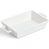 KERQSULIC 1.8 Qt Rectangular Ceramic Baking Dish, 9.9x7.5 Inch Deep Casserole Lasagna Pan with Handles for Cooking, Roasting, Serving, and Daily Use, Safe for Oven Microwave Dishwasher Freezer