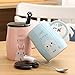 Angelice Home Cute Rabbit Mug Bunny Mug Funny Ceramic Coffee Mug with Stainless Steel Teaspoon Novelty Coffee Mug for Bunny Lovers Coffee Lovers