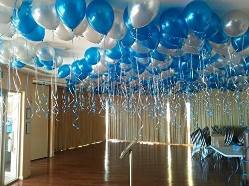 Kolar Balloons® Metallic HD Balloons for Birthday Blue and Silver for Frozen Theme/ Anniversary/Engagement/Baby Shower/ 1st Birthday - Pack of 50
