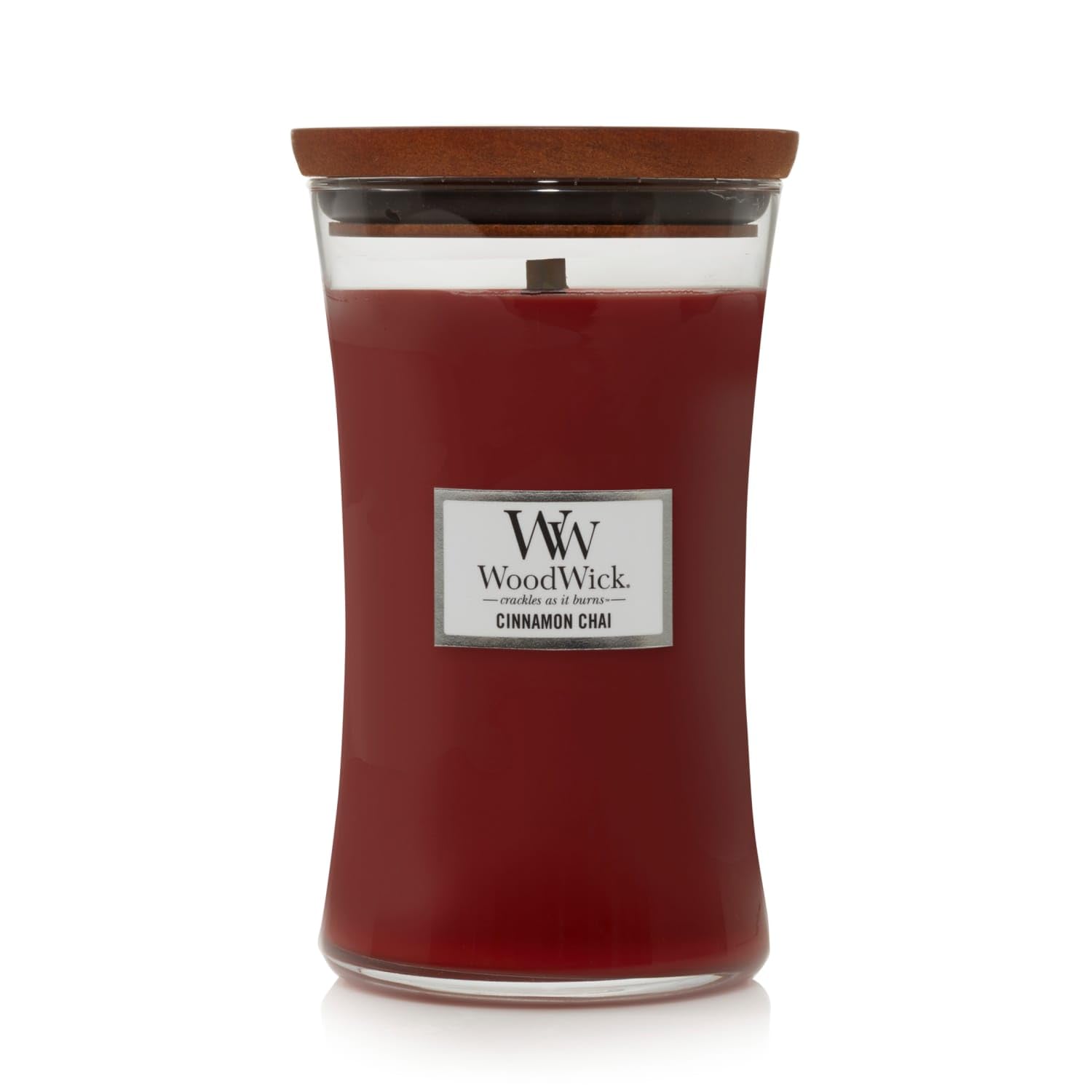 WoodWick Large Hourglass Scented Candle | Cinnamon Chai | with Crackling Wick | Burn Time: up to 130 Hours