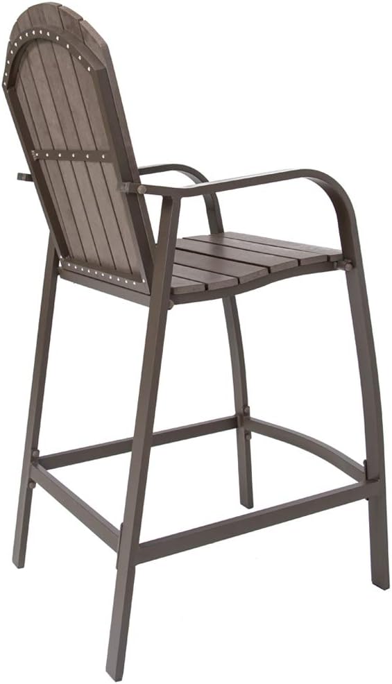 Crestlive Products Patio Wood Bar Stools Counter Height Chairs All Weather Furniture with Heavy Duty Aluminum Frame & Polywood in Brown Finish for Outdoor Indoor, Pack of 2 (Brown): Garden & Outdoor