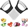 Food Slice Assistant Onion Holder Slicer – 2Pcs Stainless Steel Onion Holder Slicer Cutter Chopper – Tomato Vegetable…