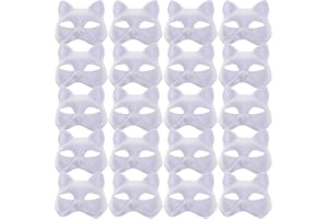 RQPQBO 20Pcs Therian Mask Cat Fox Mask White Cat Mask to Paint Therian Cat Mask Halloween Mask Animal Mask for Party Costume