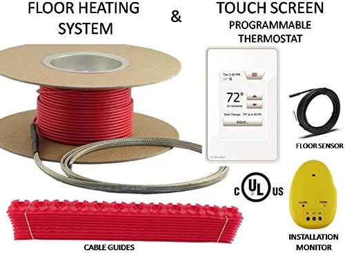 55 Sqft Warming Systems 120 V Electric Tile Radiant Floor HeatingCable with Touch Screen Programmable Thermostat