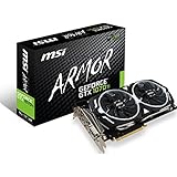 MSI GeForce GTX 1070TI Armor 8GB Nvidia GDDR5 1x HDMI, 3x DP, 1x DL-DVI-D, 2 Slot Afterburner OC, VR Ready, 4K-optimiert, Grafikkarte