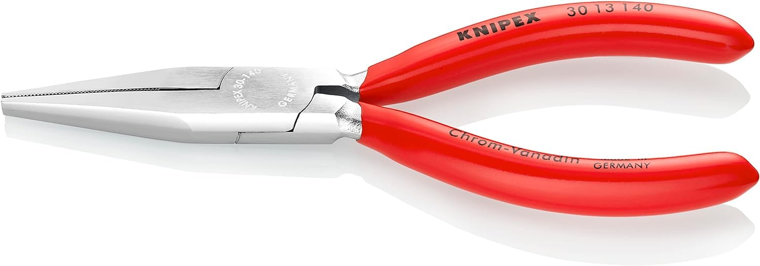 KNIPEX Long Nose Pliers Chrome-Plated with Plastic Coating 140 mm, 30 13 140
