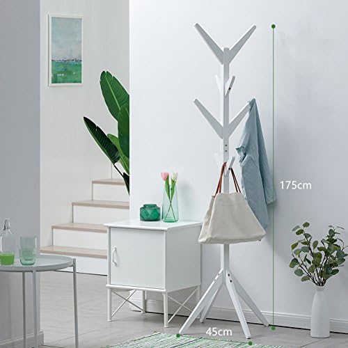 Standing wood coat rack,waterproof wooden clothes racks hat hanger holder racks strong stable assemble saving space hooks cloakroom bedroom living room hat coat jacket scarf-B 175cm