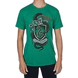 Harry Potter Hogwarts House of Slytherin Crest & Knight Helmet Men's Green Tee T-Shirt Shirt-X-Large