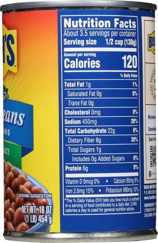 BUSH’S CANNED MILD RED CHILI BEANS (PACK OF 1), PLANT-BASED PROTEIN, EXCELLENT SOURCE OF FIBER, LOW FAT, GLUTEN FREE, IN MILD CHILI SAUCE, 16 OZ