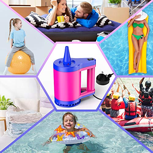 Pumteck 2 in 1 Electric Balloon Pump and Air pump for Inflatables,Air Mattress Pump,Quick-Fill Electric Inflator with 5 Nozzle for Inflating/Deflating Air Mattress/Raft/Bed/Boat/Pool Toy/Yoga Ball