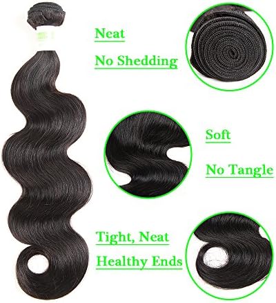 Grand Nature 9A Unprocessed Brazilian Virgin Remy Human Hair Extensions Body Wave Bundles Deal Natural Black Color Can Be Dyed Bleached (With Lace Closure)