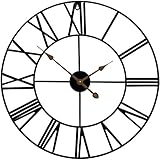 Sorbus Wall Clock, 24â€ Round Oversized Centurian Roman Numeral Style Home DÃ©cor Analog Metal Clock (Black)