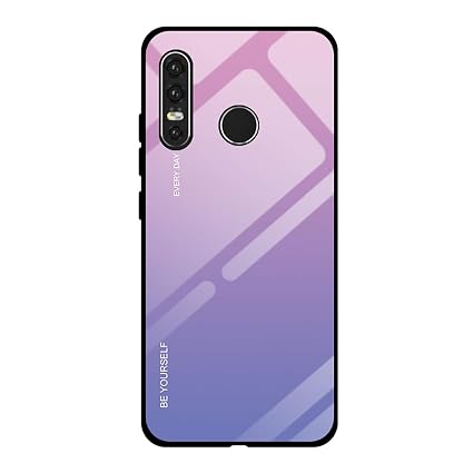 Yunbaozi Colore Sfumato Cover Per Huawei P30 Lite Indietro Vetro Temperato Finale Con Telaio In Tpu Real Glass Morbido Silicone Antigraffio Antiurto