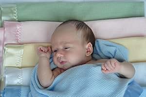 Amazon.com : Thermal Waffle Weave Baby Blanket with Satin ...