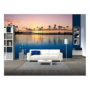 Beautiful Sunset on Hawaiian Beach, Big Island - Removable Wall Mural | Self-Adhesive Large Wallpaper - 66x96 inches