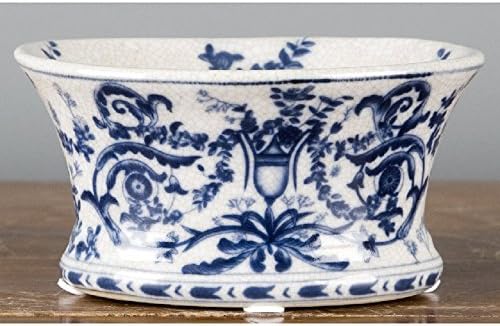 Home decor. Set of 2 Blue and White Porcelain Small Oval Planter. Dimensions: 6 x 4.5 x 3. Pattern: Azure Casey.