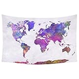 InterestPrint Abstract Art Splatter Painting Home Decor, Watercolor World Map Tapestry Wall Hanging Art Sets 60 X 40 Inches