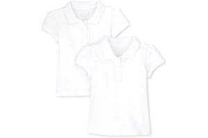 The Children's Place Baby Girls and Toddler Girls Short Sleeve Ruffle Pique Polo, White, 4T
